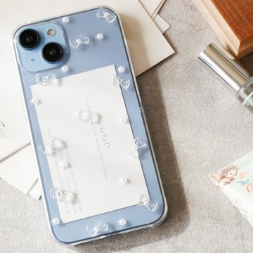 透明 iPhone 手機殼，附水晶緞帶和珍珠/使用水晶