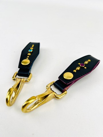 【鑰匙鉤】SL.013厚植鞣皮帶鑰匙鉤/ 義大利植鞣革/ 美國黃銅卯釘