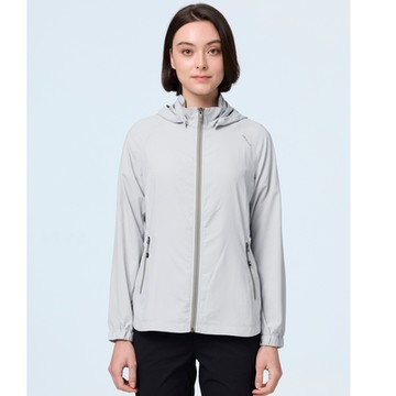 【WILDLAND荒野】女涼感抗UV輕薄防護外套冰山灰色