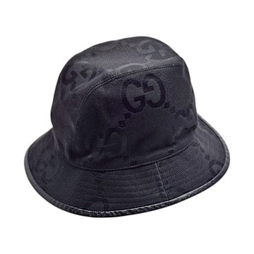 GUCCI  Tonal Jumbo GG Fedora 系列經典GG LOGO帆布漁夫帽(黑色)