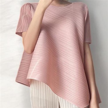 【巴黎精品】現貨+預購 三宅風皺褶衣服褶皺上衣-短袖摺衣壓褶三宅不規則斜紋套頭衫折衣女T恤5色a1jq73