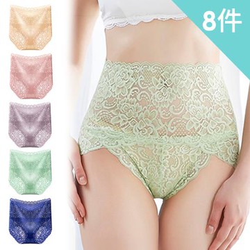 【Dylce 黛歐絲】8件組-★-輕輕朵蕾絲高腰高衩收腹無痕內褲/女內褲/高腰內褲/保暖內褲(隨機)