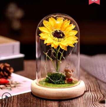 清倉 生日禮物 七夕永生花玻璃罩禮盒玫瑰向日葵仿真花情人節送女友生日禮物畢業 母親節禮物