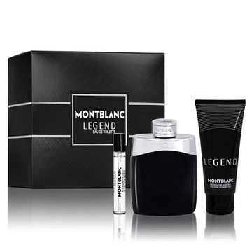 MONTBLANC 萬寶龍 傳奇經典男性淡香水 100ML禮盒(淡香水100ml+隨身瓶7.5ml+沐浴精100ml)-兩款外盒隨機出
