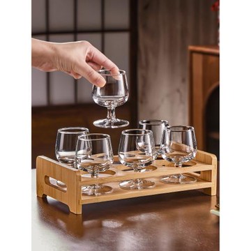 雅港高腳白酒杯二兩套裝家用水晶白酒杯子精致玻璃小酒盅加厚酒具