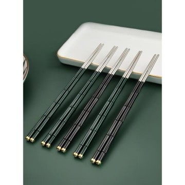 歐納格pps竹節款304不銹鋼合金筷子家用抗菌耐高溫防滑防霉中式