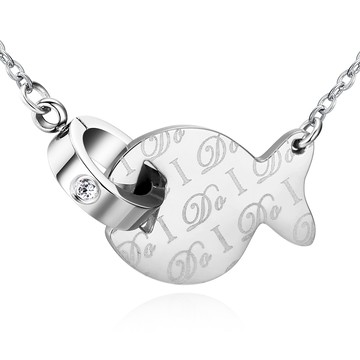 白鋼項鍊｜小魚．銀色．可戴著洗澡．客製刻字