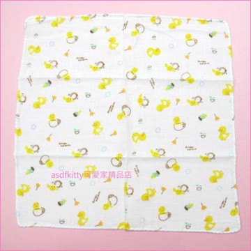 asdfkitty*日本製-純棉麻紗手帕-30*30公分-黃色小鴨款