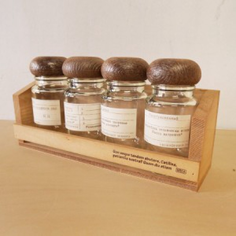 木製 スパイスラック 4本入り 調味料入れ ガラスボトル Brea 通販 Lineポイント最大1 0 Get Lineショッピング