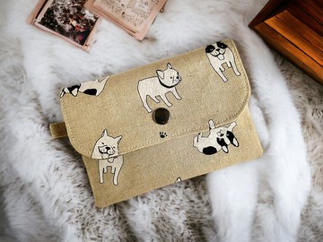 手作三層零錢包。鬥牛犬