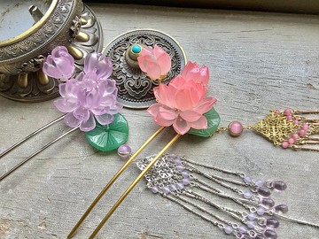 喵手作~蓮花髮釵