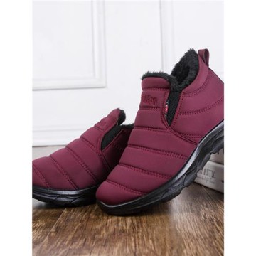 老北京布鞋冬季保暖棉鞋女士防水加絨短靴防滑加厚平底媽媽鞋棉靴