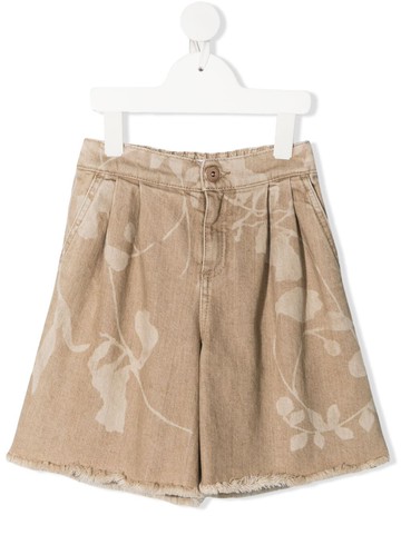 Brunello Cucinelli Kids - botanical-print shorts - kids - Cotton/Spandex/Elastane/Cotton - 6-7 - Neutrals