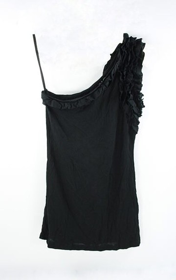 美國百分百【全新真品】Girl Talk 單肩 荷葉造型 無袖 洋裝 小禮服 宴會 上衣 S號 made in USA