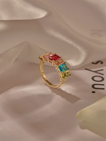 韓國選品．鑲嵌彩色寶石戒指