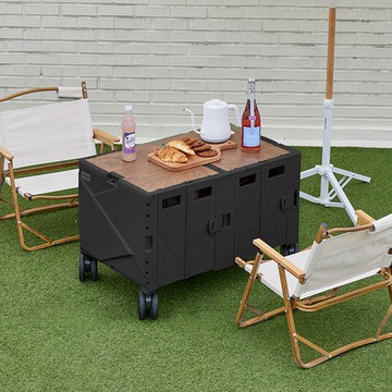 【CODE LIVING】韓國 可擴充式折疊收納手推車-黑色