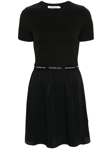 Calvin Klein - logo-embroidered mini dress - women - Polyamide/Elastane - S - Black