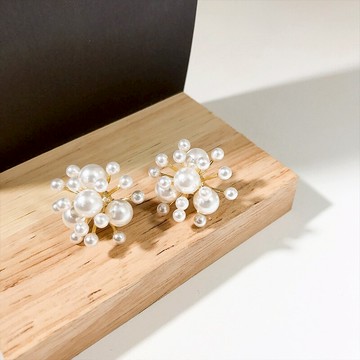 歐拉拉大氣蒲公英珍珠耳釘個性時尚潮流耳飾女網紅氣質飾品配飾