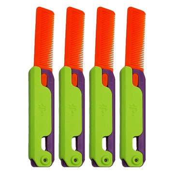 3D打印重力梳子 可折疊收納 外出便攜  綠色 + 紫色  4支