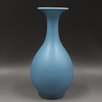 清雍正年制天藍釉玉壺春瓶手工仿古老貨瓷器家居擺件古董古玩收藏1入