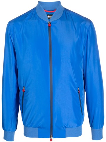 Kiton - logo-plaque bomber jacket - men - Polyester - 54 - Blue