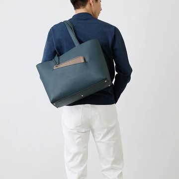 Linear 拉鍊托特包-藍綠色