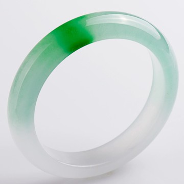 正品天然飄花玉手鐲 玉鐲子女款玻璃冰種翡翠色玉石玉器1入