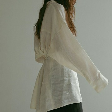 【巴黎精品】現貨+預購 襯衫長袖上衣-復古簡約亞麻寬鬆女裝a1er2