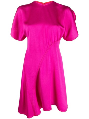 Victoria Beckham - round-neck satin minidress - women - Viscose - 8 - Pink