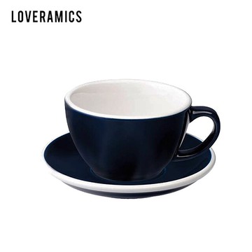 【LOVERAMICS 愛陶樂 】Egg 拿鐵咖啡杯盤組 300ml Denim 丹寧色
