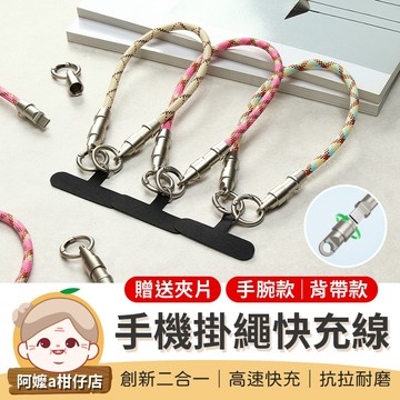 [贈送夾片] 掛繩充電線 手機掛繩快充線 手機充電線 編織充電線 充電線掛繩 充電掛繩 快充線 充電線 傳輸線 手機掛繩