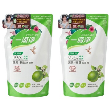 一滴淨 蘆薈多酚食品用洗潔精補充包 檸檬  800g  2包