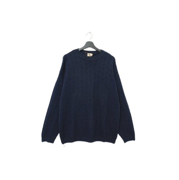 Back to Green-復古毛衣 深藍色麻花捲針織ws-32 vintage sweater