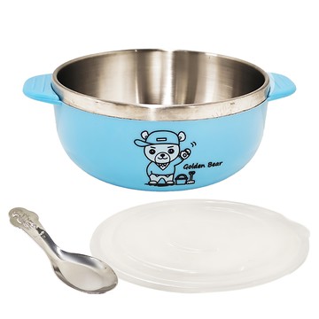 OSAMA 王樣 韓式卡通碗 #304不鏽鋼內層 PP塑料外層 PE碗蓋 直徑10cm  顏色隨機  1組