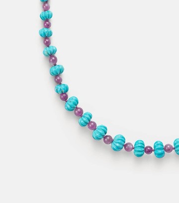 Ileana Makri Beaded necklace with turquoises and rubies