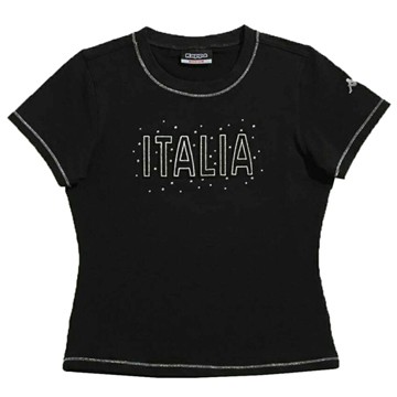 KAPPA義大利舒適女吸濕排汗彈力棉彩色圓領衫 黑