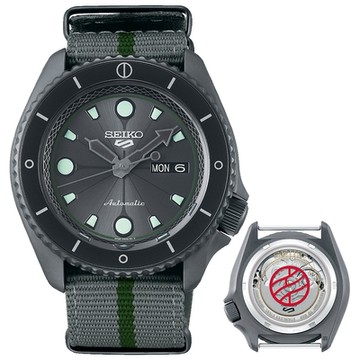 SEIKO 精工 5 Sports x 火影忍者 鹿丸 聯名機械錶 1212購物節 送禮推薦-42.5mm (SRPF75K1/4R36-09G0H)_SK045