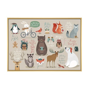 森林小動物的祝福  59.4 x 42cm  木頭色