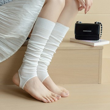 芭蕾風直條踩腳堆堆襪女ins春夏薄款素色防晒空調房護膝跳舞襪套