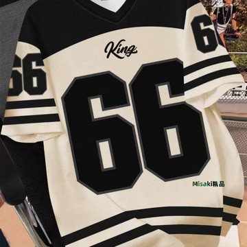 2025新款短袖T恤男女同款寬松休閑百搭上衣vintage美式運動球衣-Misaki精品