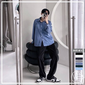 【MKST.STUDIO】韓國 抗皺寬大版型口袋長襯 長袖襯衫 長襯 口袋襯衫 抗皺 韓系 男女 情侶款 (16183)