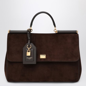 Ebony brown suede large bag My Sicily