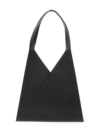 MM6 Maison Margiela - Triangle top-handle tote - women - Viscose/Polyester/Polyurethane/Calf Leather - One Size - Black