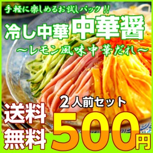 冷やし中華 レモン風味 中華醤だれ お取り寄せ お試し 2人前 セット 冷し中華 スープ 冷しゃぶ風 ノンフライ熟成麺 ポイント消化 500円