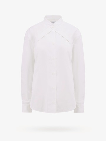 Cotton shirt with straps and metal buckle - OFF WHITE - gender_Woman