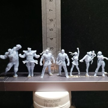 【台灣出貨】✨免運 微縮模型 微縮兵人 1/64微縮小人 街頭霸王系列春麗嘉米 小比例遊戲人偶模型擺件白模