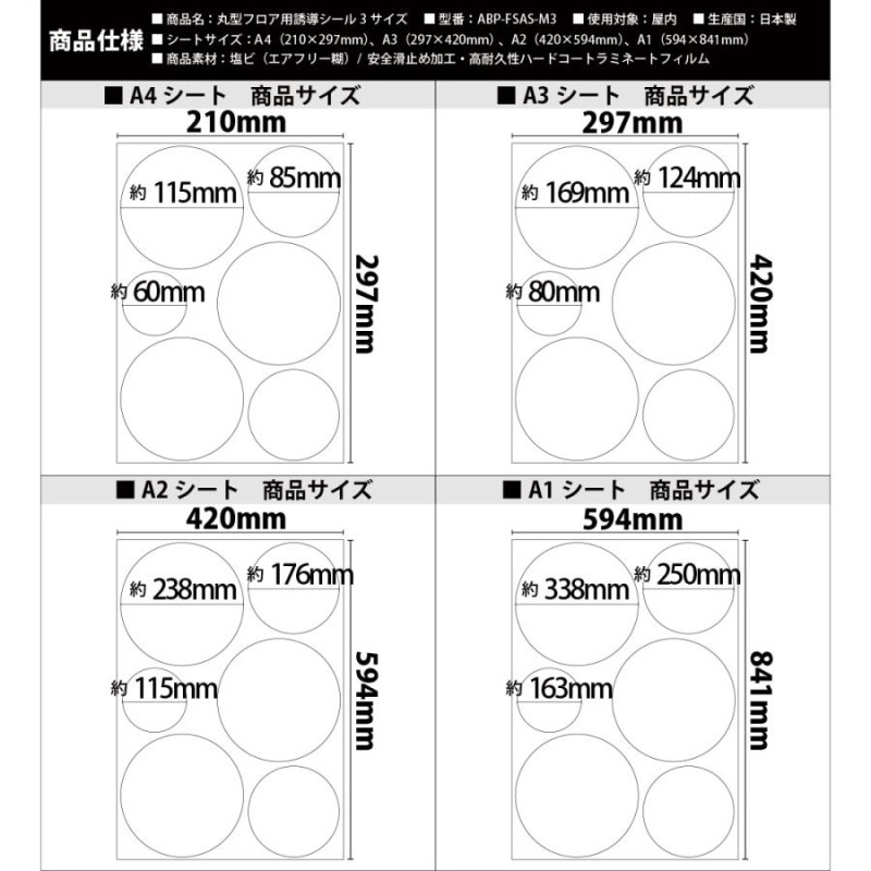 ABポスター業務用・安全滑止め加工フロア用誘導シール10枚 高耐久性