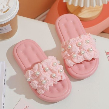 🍭臺灣出貨🍭兒童拖鞋公主風珍珠泡芙女童中小女孩一字拖鞋軟底外穿透氣涼拖鞋 兒童拖鞋 拖鞋兒童 小孩拖鞋 兒童沙灘鞋\t