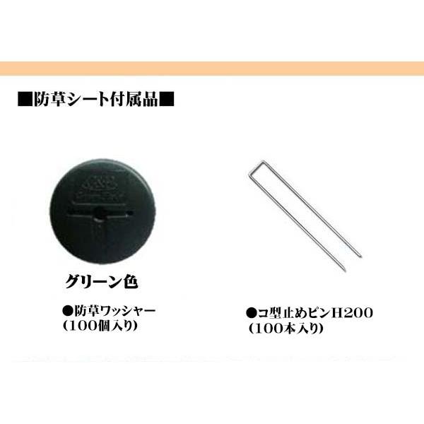 防草シート ザバーン ２４０ グリーン 強力タイプ ２Ｍ×３０Ｍ 厚さ０.６４mm コ型止めH200ピン・防草ワッシャー１００個セット 雑草対策 防草対策 送料無料