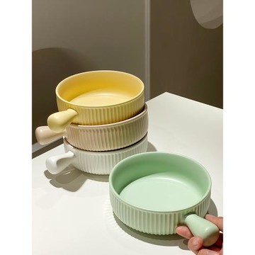 手柄碗空氣炸鍋專用碗宿舍用學生大容量泡面碗奶油色碗湯碗吃飯碗